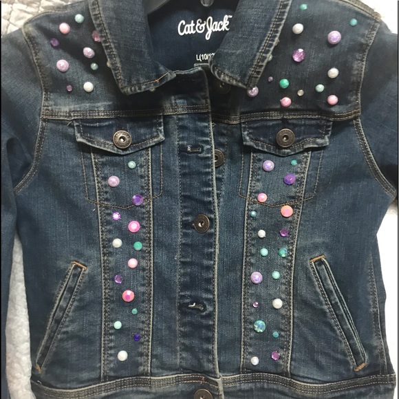 Unicorn Embellished Custom Jean Jacket Girls 10/12 - Picture 2 of 4